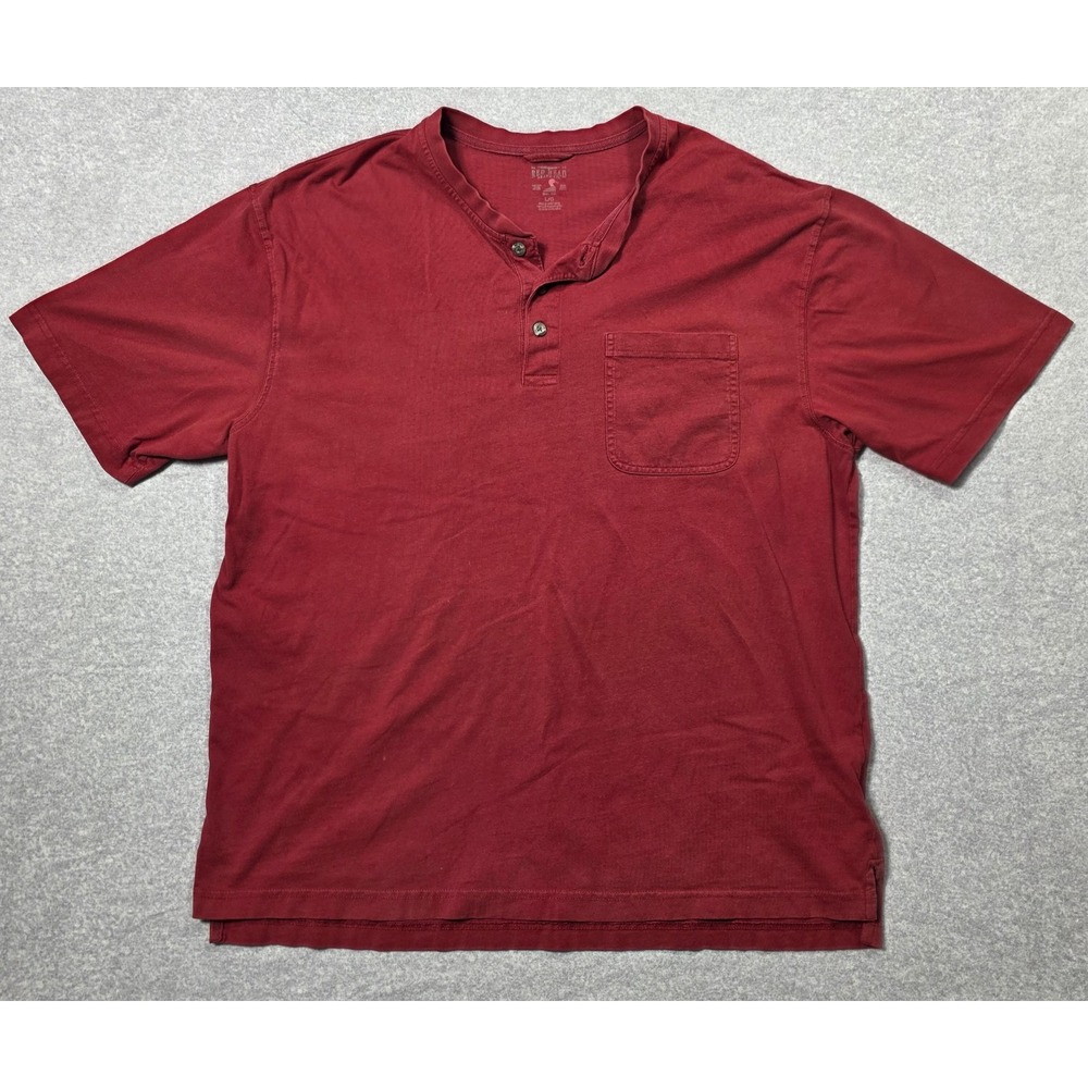 Vintage RedHead Shirt Mens Large Red Henley Pocket Tee Short Sleeve Hunting